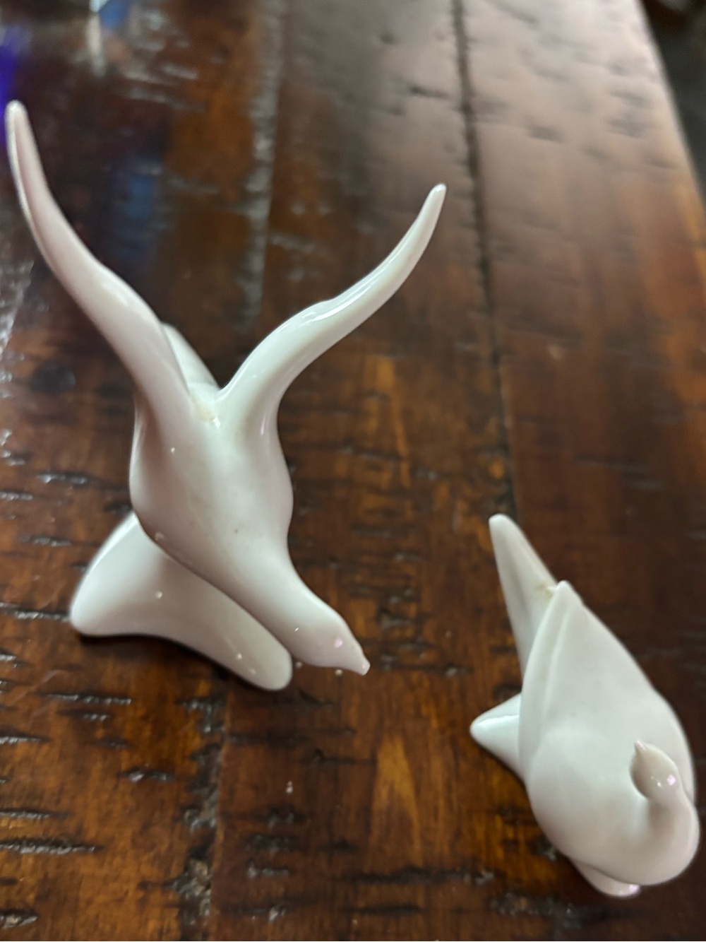 White Ceramic Bird Figurines Home Art Set